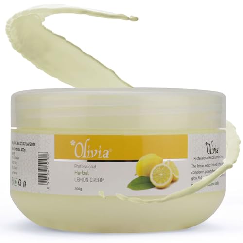 Image of Olivia Professional Herbal Lemon Cream with Lemon Extract & Olive Oil | Revitalizing & Moisturising Cream for Radiant, Even-Toned Skin | Reduces Dark Spots, Tightens Pores & Nourishes Gently | 400g