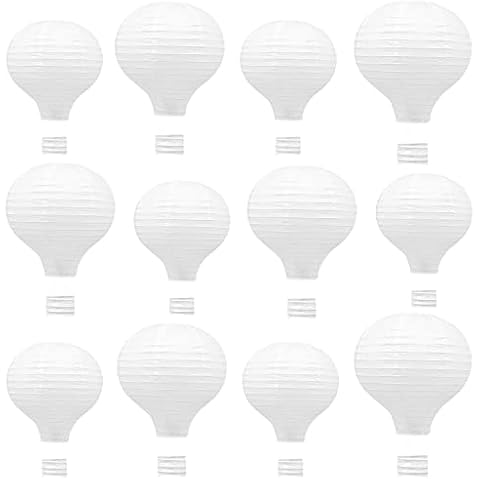 Jangostor 12Pcs Hanging Hot Air Balloon Paper Lantern with paper hanging basket Paper Hot Air Balloon Ceiling Decorations for Weddings Garden Patios Party Baby Shower Celebrations Outside Inside Cover