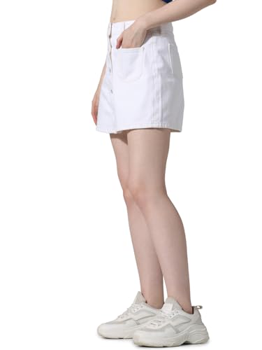 Image of ONLY Button Down Detailing High Rise Denim Mini Skorts