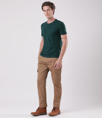 Image of TURMS Men's Anti Stain Casual T-Shirt Round Neck Half Sleeves | Anti Odor Water Repellent | Stretchable Cotton Rich Solid | Available in Plus Sizes