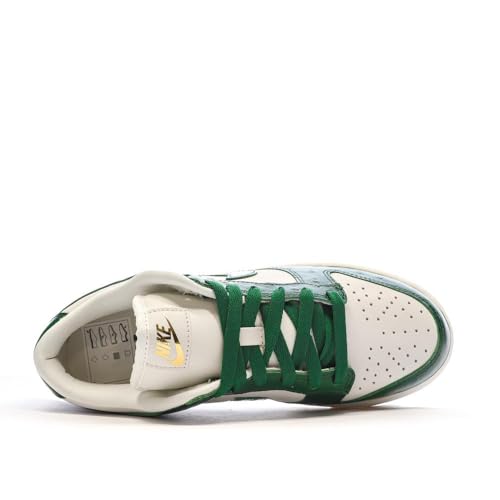 Nike Dunk Low LX Women's Shoes (HQ3462-191, White/White/Light Smoke Grey/Multi-Color), Phantom Sail Metallic Gold Gorge Green, 10.5 US