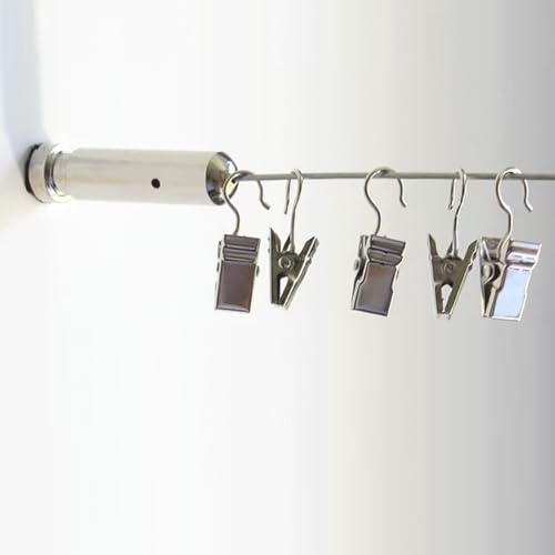 Refila Wire Cable Curtain Rod System with Clips,Hanging Clothesline Wire Window Curtain Tension Rod Multi-Purpose Crafts Organizer. (118 inch(3m))