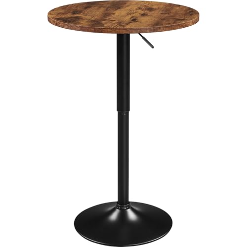 Yaheetech Runder Bartisch | Höhenverstellbar 69,5 91 cm | Stehtisch Bistrotisch 360° Drehbar | Tisch Partytisch Ø 60cm | Multifunktional Empfangstisch für Zuhause/Club/Pub | Rostbraun