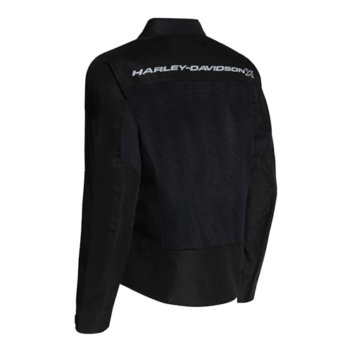 Image of HARLEY-DAVIDSON X Bold Edge Riding Jacket for Men | Polyester with Breathable Mesh Lining | Reflective Prints, Pre-Curved Sleeves & Protector Compartments | Comfortable & Stylish Motorcycle Jacket