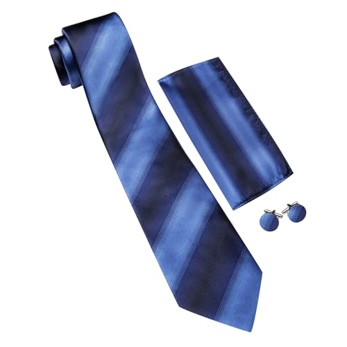 Image of Barry.Wang Plaid Ties for Men Silk Necktie Handkerchief Cuff Links Set