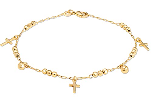 Barzel 18K Gold Plated Cross Anklet For Women (Made In Brazil) #TOP22