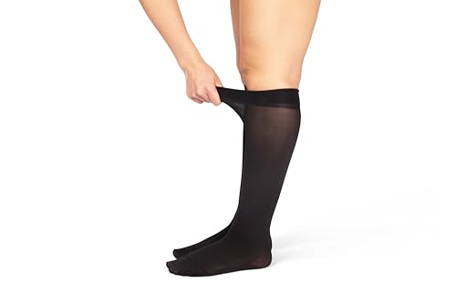 Image of Winterlace Women's Trouser Socks 6 Pairs Knee High Silky Nylon Dress Socks Opaque Stretchy Work Office Casual