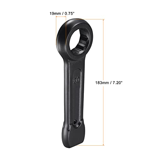 uxcell 30mm Box End Striking Ring Wrench, High Tensile Steel Single Head Spanner Hand Tool
