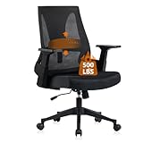 CLATINA 500lbs Big and Tall Office Chair - Wide Comfy Seat, Heavy Duty Mesh Ergonomic Computer Desk Chair with Adjustable Lumbar Support, Executive Task Chairs for Home Office Conference, Black, 1Pack