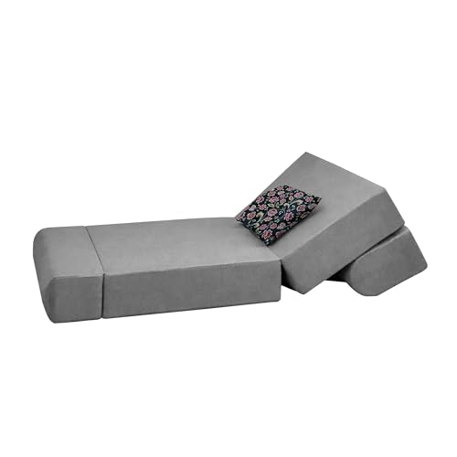 Image of Convertible 3 * 6 Single Seater Sofa Cum Bed | Foldable Sofa Bed for Apartments & Studio Rooms (Grey, URBANPRO)