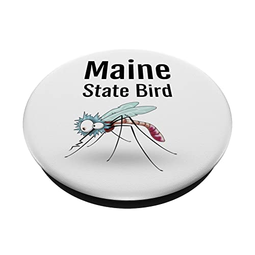 Maine State Bird Funny Mosquito PopSockets Swappable PopGrip, Black - Image 2