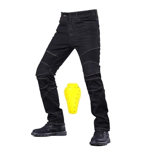 Jeans de moto coupe slim rétro avec protections anti-chute et tissu stretch