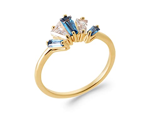 Bague en plaqué Or et 5 Zircons en Arc de Cercle avec son Sachet Velours Offert