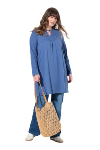 T-shirt tunique Ulla Popken femme bleu grande taille coupe évasée 54-56