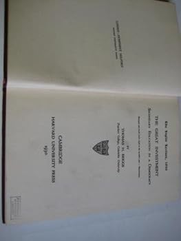 Hardcover The Great Investment: Secondary Education in a Democracy. . Inglis Lecture, 1930. Book