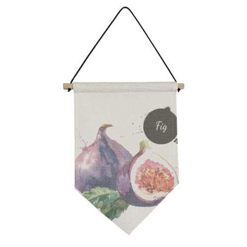 Bannière décorative à suspendre aquarelle motif figuier - Tenture murale en toile