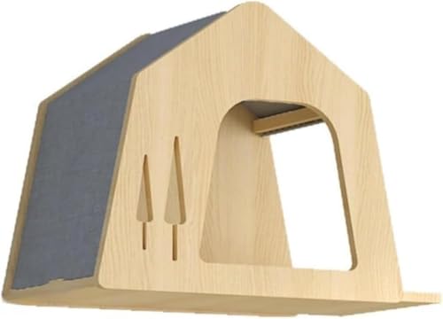 Xiraivke天然木製 壁挂け式キャットツリー DIY 組み立て 省スペース 多機能猫用踏板・爪とぎ器・猫ハウス スペースシップデザイン 室内装飾リビング・寝室用 猫の運動不足解消・ストレス緩和 メンテナンス簡単?