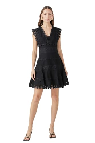 floral lace cutout dress 21Six AVERY FLORAL LACE CUT OUT DRESS IN BEIGE main image 1