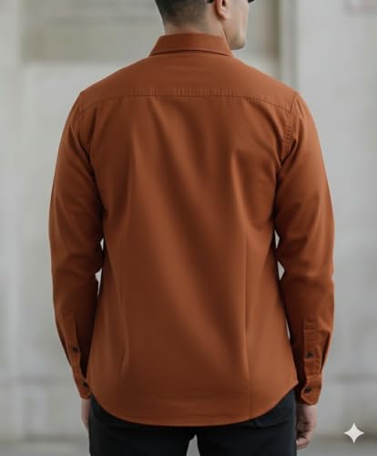 Image of Men's Black Casual Shirt, Long Sleeve, Dual Chest Pockets, Button-Down Collar