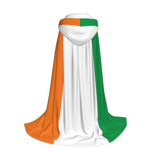 Capa con capucha de Halloween con estampado de bandera de Costa de Marfil y caída fluida 3