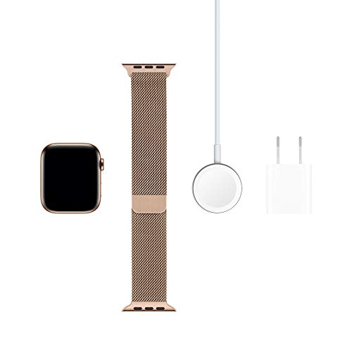Image of Apple Watch Series 5 (GPS + Cellular, 44mm) - Gold Stainless Steel Case with Gold Milanese Loop