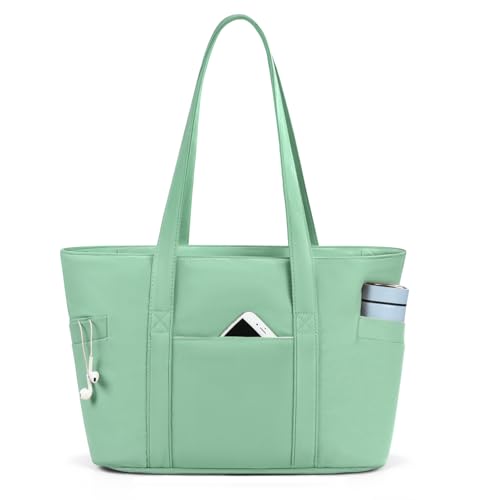 Image of CTWWFS Large Tote Bag for Women with Zipper, Nylon Lightweight Work Tote with 15.6 inch Laptop Sleeve, Nurse Bag for Work College
