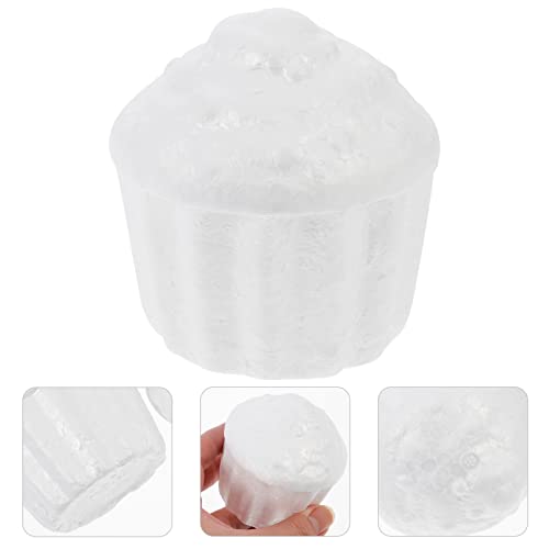 ABOOFAN 12pcs Fake Cake White Foam Cake Shape Polystyrene Foam Cupcake Model Cupcake Round for Christmas Wedding Display Window 7.8cm - Image 3