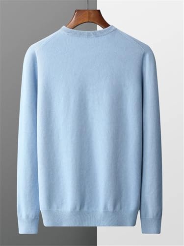 Men's 100% Merino Wool Sweater O Neck Pullover Tops Fall Winter Solid Color Basic Sweater3