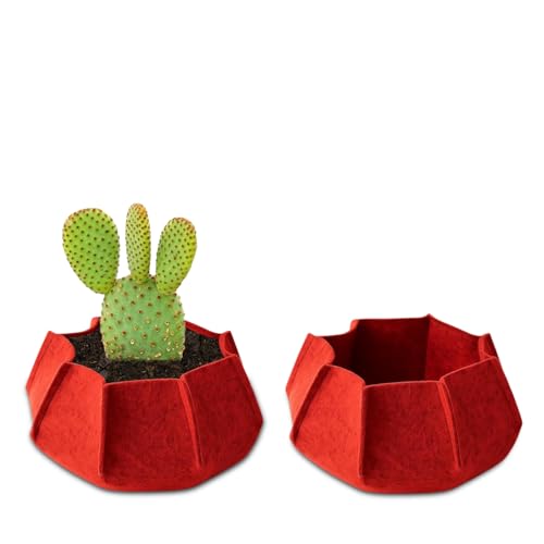 Image of Geo Fabric Grow Bags for Plants 5X2 Inch (Pack of 2) | 400 GSM Heavy Duty UV-Protected Round Maroon Colour Plant Bags for Terrace and Vegetable Gardening | Strong & Reusable|