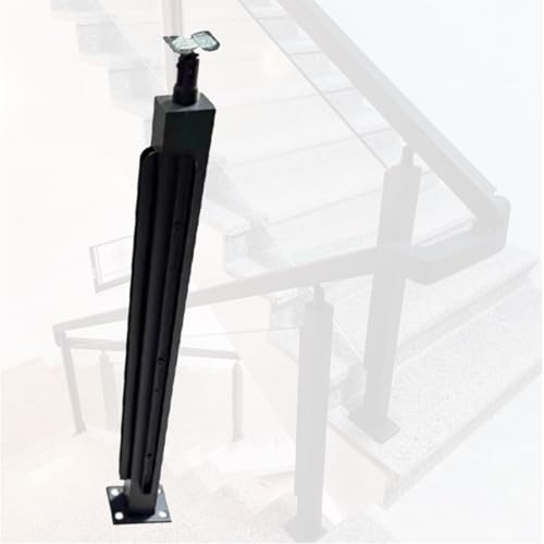 Stainless Steel Glass Railing Post, Square Metal Railing Spindles with Screws, Adjustable Spindles Stair Balustrade Post Kit Indoor, Strong Load-Bearing Capacity(C-Corner,Height 32in/80cm)