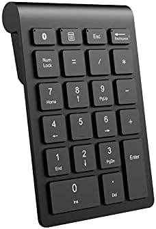 Bluetooth Wireless Number Pad Portable External Numeric Keypad Keyboard Numpad 22 Keys Financial Accounting Excel Data Entry 10 Keys for Laptop Windows iMac MacBook Surface Pro Tablets,Black