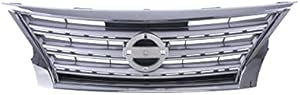 JustDrivably Replacement Parts Front Grille Grill Assembly With Chrome Shell With Silver Insert Compatible With Nissan Sentra 2013 2014 2015