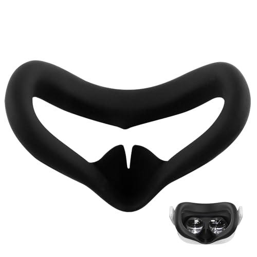 Silicone Face Cover Compatible with Meta/Oculus Quest 3S Facial Interface Sweatproof VR Face Pad with Nose Pad for Enhanced Comfort and Immersive Virtual Reality Experience Black Not fit for Quest 3