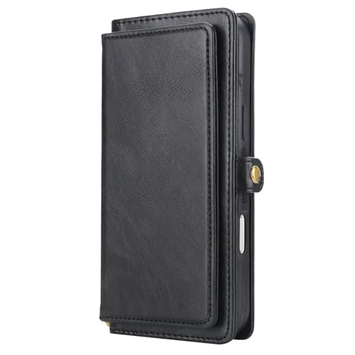 Étui en cuir pour iPhone 17 noir à rabat magnétique haut de gamme