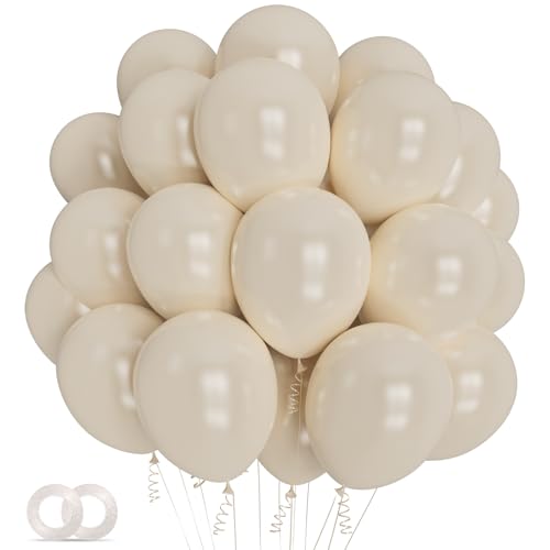 Image of Sand White Latex Balloons 12 Inch 100 Pack Matte Latex Balloons for White Theme Birthday Party Wedding Baby Shower Decorations