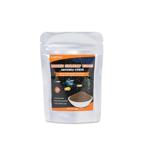 capuca Brine Shrimp Eggs Fish Food - Sea Monkey Eggs 90% Hatch Rate Aquatic Foods for Freshwater...