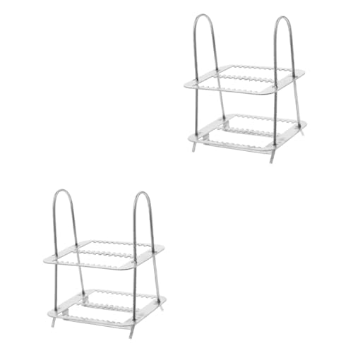 HOMOCONO 2pcs 26 26 Position Stainless Steel Microscope Slides Staining Rack Glass Slides Holder