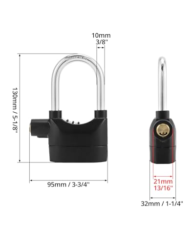 QWORK Alarm Lock, 110 Db Universal Security Alarm Lock System Burglar Door Motor Bike Padlock with 6 Keys (Black), 2 Pack by QWORK - Used condition - Image 12