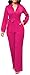 SxClub Hot Pink Jumpsuits for Women Party Club Elegant Button Down Long Sleeve Long Straight Pants Jumpsuit with Pockets Belt(Large)