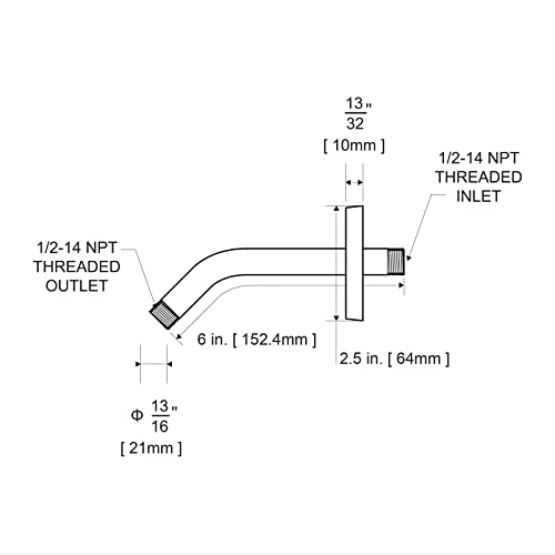 Offo Shower Arm With Flange 6 Inches Oil Rubbed Bronze Wall Mount Replacement Angle Shower Head Arm Wall-Mounted For Fixed Shower Head & Handheld Showerhead #TOP6