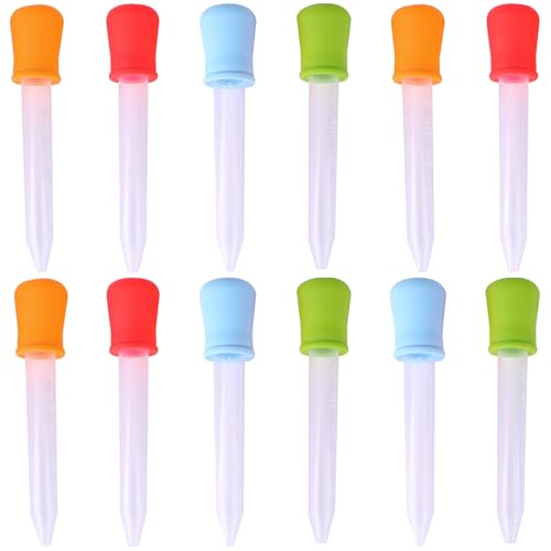 12 piezas de gotero para niños de 0.9x4.8 pulgadas de plástico pipetas cuentagotas con punta de bombilla para experimento de ciencia del hogar, color aleatorio