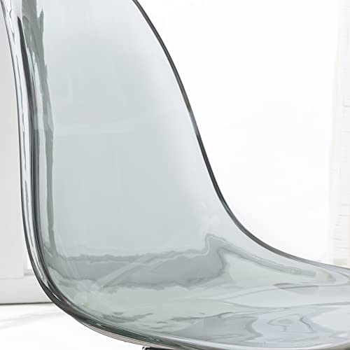 Villeston Acrylic Clear Desk Chair, Modern Small Cute Armless Vanity Rolling Plastic Chair Home Office Lucite Ghost Chairs with Adjustable Height and Wheels Black