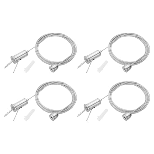 PATIKIL Ceiling Hanging Wire Cable Kit, 2m/6.6ft 4 Set Adjustable Light Suspend Cable Kit Panel Hanging Rope Clamp for Pendant Light Fitting Aquarium Lights, Style 3