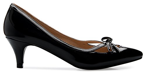Olivia K Women¡¯s Classic Closed Toe D'Orsay Bow Kitten Heel Pump | Dress, Work, Party Mid Heeled Pumps2