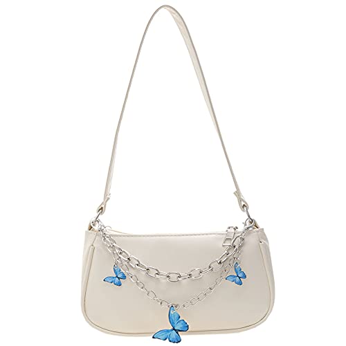 ARVALOLET Pu-Achseltasche, Handtasche, Damen-Umhängetasche Handtasche, Mode lässig einfache Damen Pu-Leder Schmetterlingskette Achseltasche Umhängetasche Cover