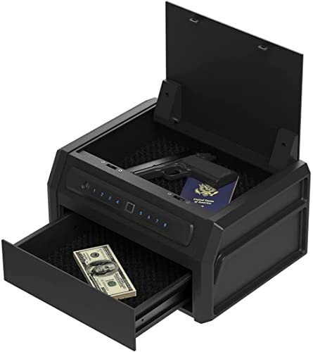 RPNB Deluxe Home Safe, High Capacity Multifunction Security Safe with Biometric Fingerprint and Digital Keypad, Double-Layer Quick-Access Security Safe Box for Home Business Office Hotel Closet Money Document Jewelry Passport Cabinet 