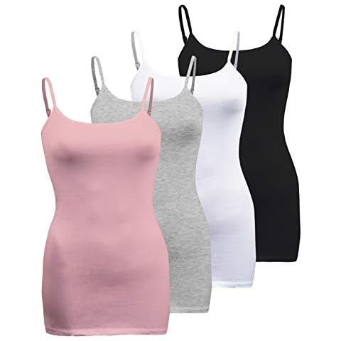 ShezPretty Womens Basic Solid Cami with Adjustable Spaghetti Straps Tank Top 3Pack S~3XL (XLarge, Dusty Pink/White/Black/H.Grey) Cover