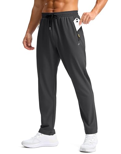 Image of Pudolla Men's Lightweight Hiking Pants Quick Dry Outdoor Sweatpants with Zipper Pockets for Athletic Workout Casual Travel
