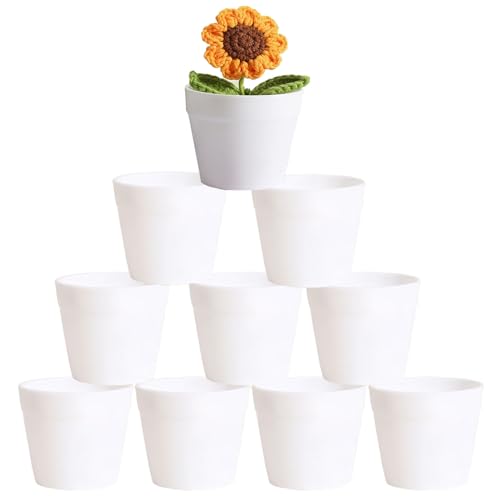 X-YSUNEAS 10 macetas pequeñas blancas anticerámica suculentas, mini macetas de plástico irrompibles para plantas de interior y exterior, plantas suculentas (6 x 7 cm)