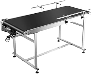 BestEquip Belt Conveyor Length 59-Inch, PVC Conveyor Belt Width 23.6-Inch, Motorized Conveyor Industrial Transport Conveyor w/ Double Guardrails Anti-static Adjustable Conveyor Table Electric Handling